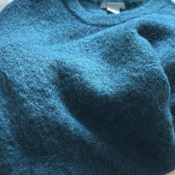 XS Shimmer Fuzzy Teal Sweater - Picture 7 of 8
